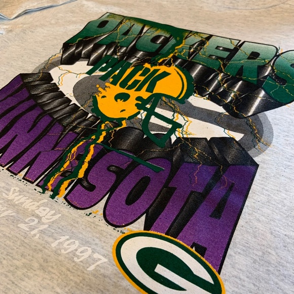 RARE VTG '97 Locker Line NFL GB Packers Minnesota Graphic Tee WITH TAGS! Size L - Picture 3 of 14